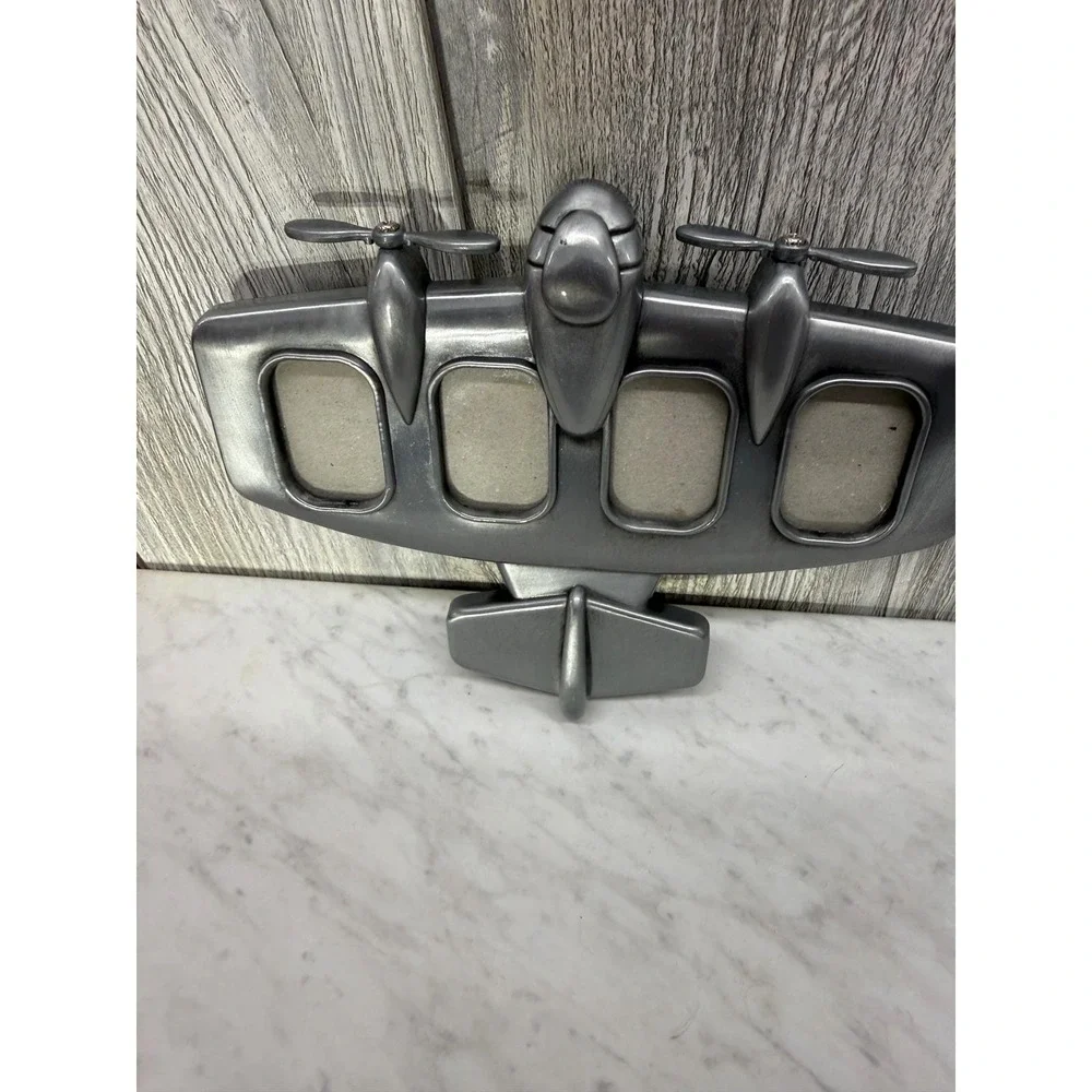 Malden Airplane Picture Frame Silver Metallic 4 Opening Aviation Decor 485-40